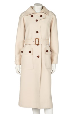 Lot 589 - An André Courrèges ecru textured cotton coat, late 1970s