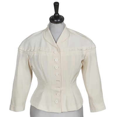 Lot 651 - A Jeanne Paquin white silk twill jacket, early 1950s