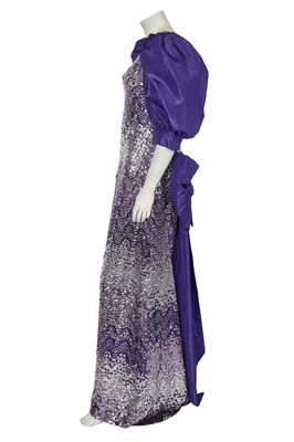Lot 527 - A Loris Azzaro silver and purple sequined evening gown, probably early 1980s