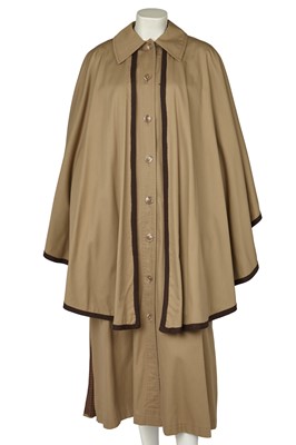 Lot 602 - An Yves Saint Laurent khaki gabardine cape, circa 1976