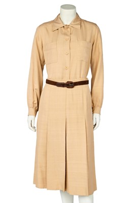 Lot 598 - An Yves Saint Laurent tan shantung summer suit, late 1970s