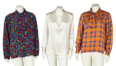 Lot 495 - Three Yves Saint Laurent blouses, 1980s-90s