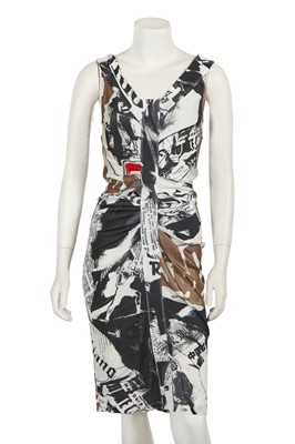 Lot 176 - A John Galliano newspaper-print jersey dress, 2000s