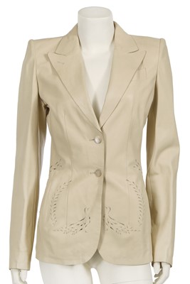 Lot 424 - An Alexander McQueen cream leather jacket, 'No. 13' collection, Spring-Summer 1999
