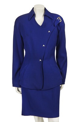 Lot 413 - A Thierry Mugler electric blue wool suit, circa 1993