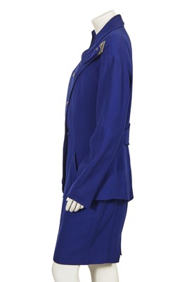 Lot 413 - A Thierry Mugler electric blue wool suit, circa 1993