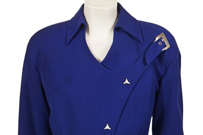 Lot 413 - A Thierry Mugler electric blue wool suit, circa 1993