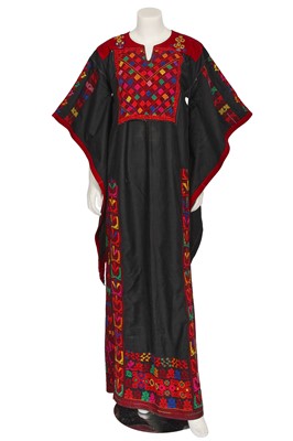 Lot 787 - An embroidered black cotton Palestinian dress (Khaddameh), Bethlehem, 1960s-70s