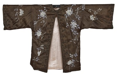 Lot 771 - An embroidered brown satin robe, Japanese for the European market, circa 1900