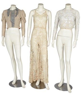Lot 666 - An Edwardian tapelace dress made up in the 1930s