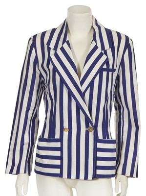 Lot 48 - A Chanel by Karl Lagerfeld blue and white striped jacket, circa 1988