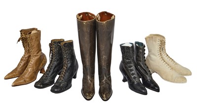 Lot 718 - A group of leather boots, 1890s-1910s