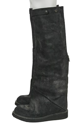Lot 329 - A Rick Owens men's grey and black leather and cotton ensemble, circa 2008