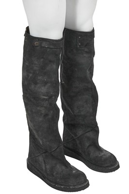 Lot 329 - A Rick Owens men's grey and black leather and cotton ensemble, circa 2008
