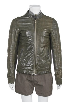 Lot 329 - A Rick Owens men's grey and black leather and cotton ensemble, circa 2008