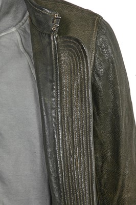 Lot 329 - A Rick Owens men's grey and black leather and cotton ensemble, circa 2008