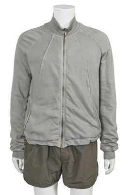 Lot 329 - A Rick Owens men's grey and black leather and cotton ensemble, circa 2008