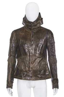 Lot 38 - A Carol Christian Poell men's garment-dyed brown leather 'Object Tempered' jacket, 'Disjointed' collection, Autumn-Winter 2007-08