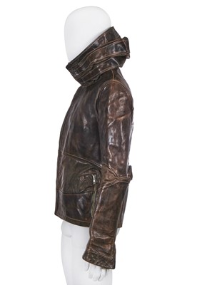 Lot 38 - A Carol Christian Poell men's garment-dyed brown leather 'Object Tempered' jacket, 'Disjointed' collection, Autumn-Winter 2007-08