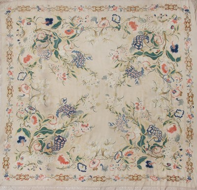 Lot 806 - A richly embroidered Cantonese shawl, Chinese late 19th century
