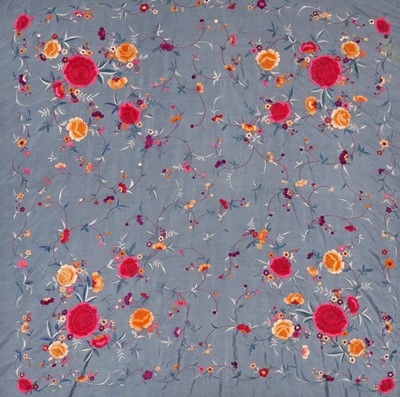 Lot 809 - Three embroidered Cantonese shawls, Chinese 1920s-30s