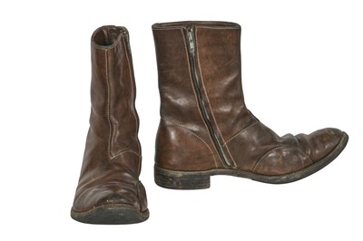 Lot 77 - A pair of Carol Christian Poell men's garment-dyed brown leather boots, 2000s