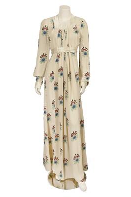 Lot 583 - An Ossie Clark/Celia Birtwell for Radley printed ivory moss crêpe dress, circa 1974