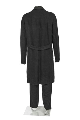 Lot 89 - A Carpe Diem men's black linen coat and trousers, Spring-Summer 2005