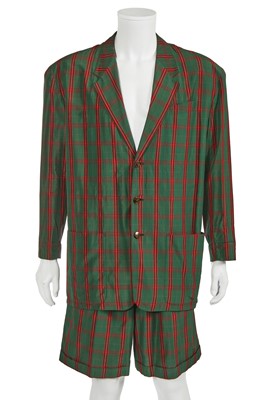 Lot 146 - A Jean Paul Gaultier men's green and red tartan rayon suit, ‘Histoire d’homme' collection, Spring-Summer 1986