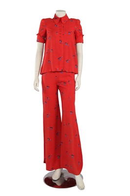 Lot 539 - A Biba printed red viscose ensemble, circa 1970