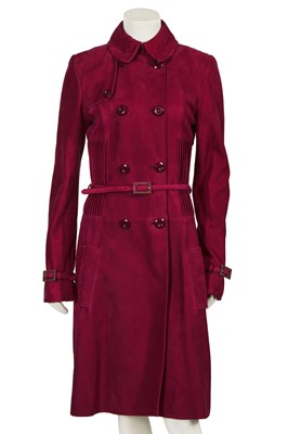 Lot 249 - A Christian Dior by John Galliano magenta suede trench coat, Autumn-Winter 2007-08