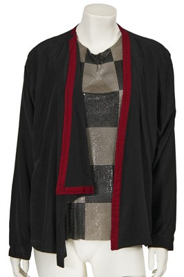 Lot 522 - A Gianni Versace black and silver checked oroton top, 'A Confirmation of Style' collection, Autumn-Winter 1986-87