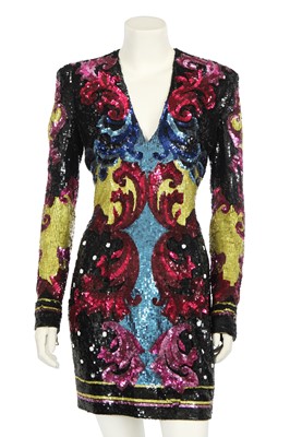Lot 101 - A Balmain by Olivier Rousteing multicoloured sequined mini dress, Pre-Fall 2020