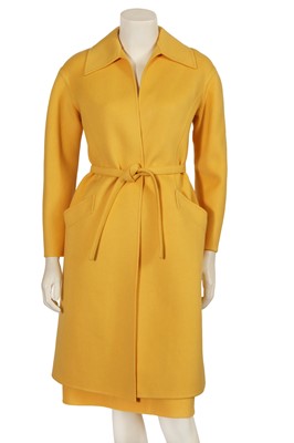 Lot 611 - A Valentino Garavani haute couture yellow cashmere ensemble, 1970s