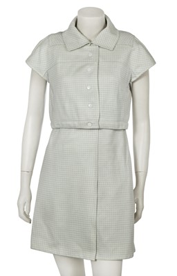 Lot 592 - An André Courrèges white and baby blue checked ensemble, early 1970s