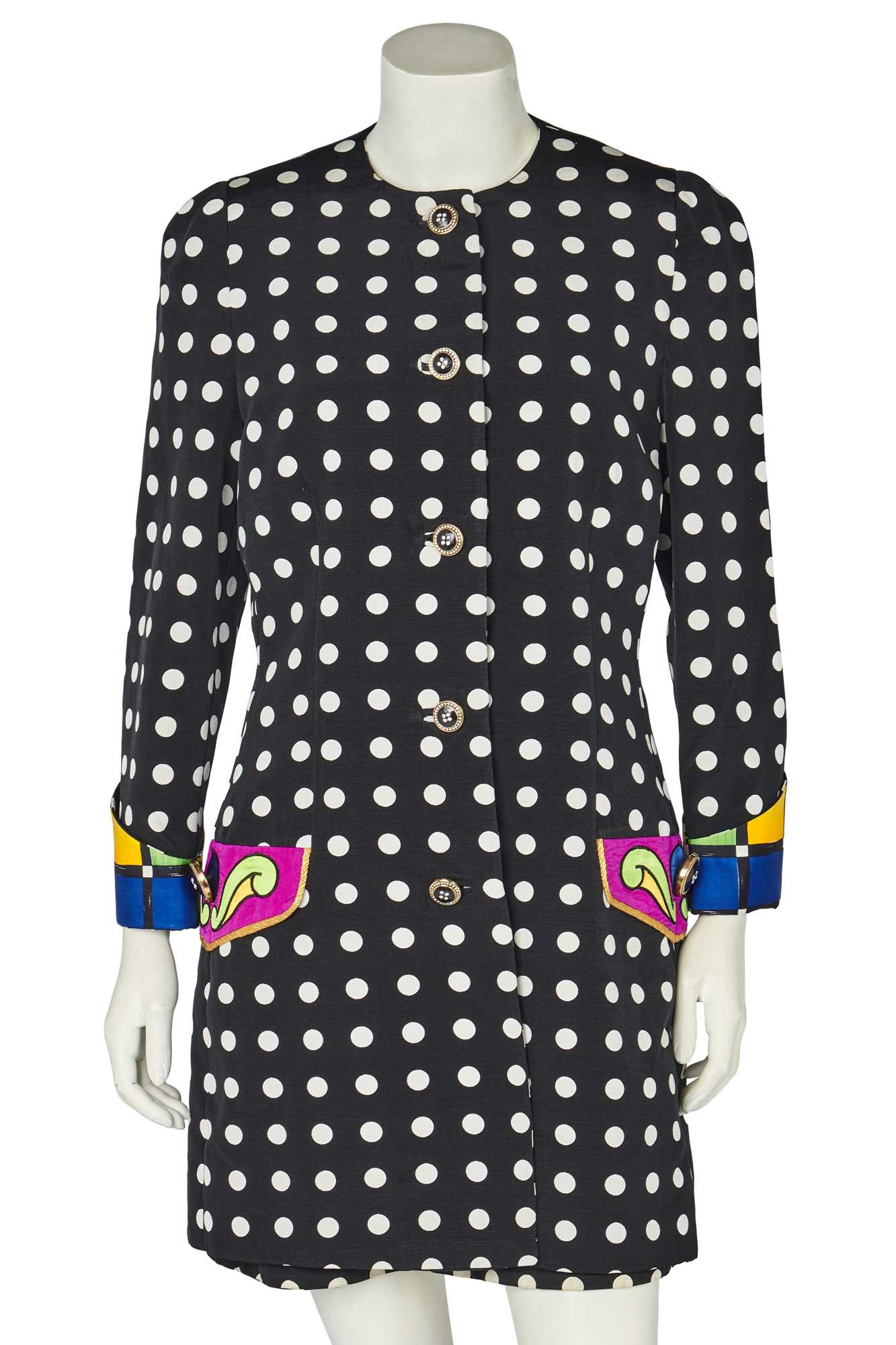 Lot 303 - A Gianni Versace polka dot silk ensemble, Spring -Summer 1991