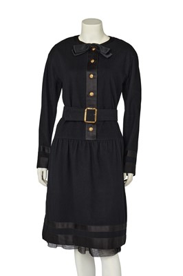 Lot 52 - A Chanel by Karl Lagerfeld black wool dress, 1984