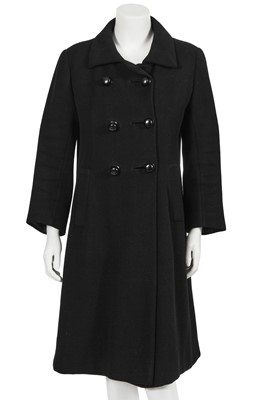 Lot 638 - A Cristóbal Balenciaga haute couture black wool felt coat, circa 1963