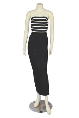 Lot 210 - An Hervé Léger black and white jersey bandage dress, 2000s