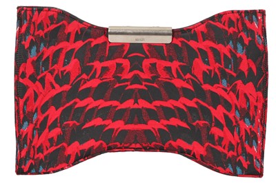 Lot 63 - An Alexander McQueen red and black feather-weave clutch bag, 'The Horn of Plenty' collection, Autumn-Winter 2009-10