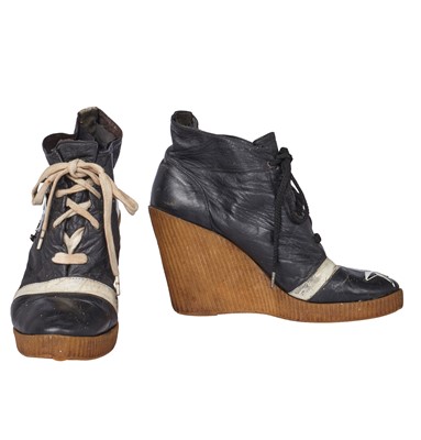 Lot 538 - A BodyMap crop top and rare wedged shoes, 1984-85