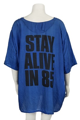 Lot 526 - A Katharine Hamnett 'Stay Alive in 85' silk T-shirt, 1984