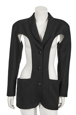 Lot 465 - A Jean Paul Gaultier black cut-out jacket, ‘Une garde-robe pour deux’ collection, Spring-Summer 1985