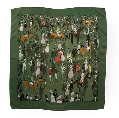 Lot 144 - Three Hermès silk scarves designed by...