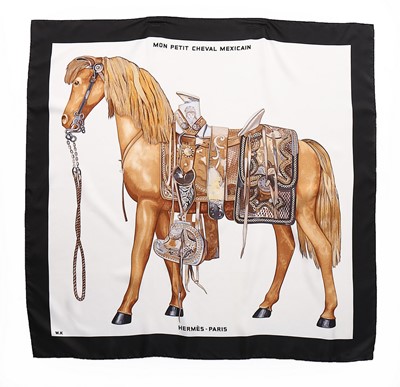 Lot 146 - Three Hermès printed silk scarves, signed,...
