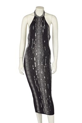 Lot 168 - A John Galliano black and silver halter-neck jersey dress, circa 2000