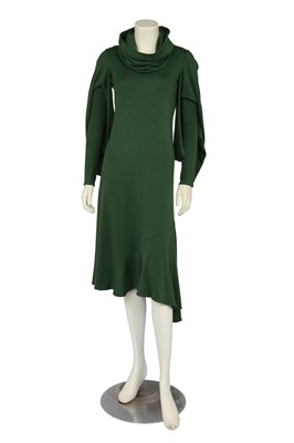 Lot 205 - An Alexander McQueen green cotton jersey dress, `'Widows of Culloden' collection, Autumn-Winter 2006-07