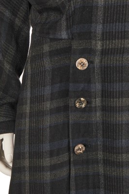 Lot 454 - A Comme des Garçons blue and dark grey checked rayon dress, ‘Young Chic, No Shoulder’ collection, Spring-Summer 1987