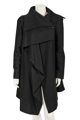 Lot 420 - Joyce McQueen's Alexander McQueen black cotton-wool blend coat, pre-collection, Spring-Summer 2010