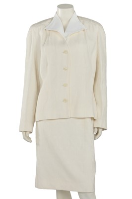 Lot 418 - Joyce McQueen's Givenchy by Alexander McQueen textured white cotton blend suit, Spring-Summer 1997